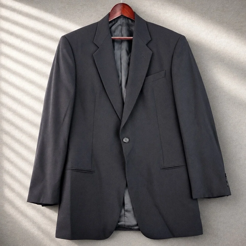 Armani Collezioni Sport Coat Blazer Men's 40R Black Wool Silk 1 Button Italy